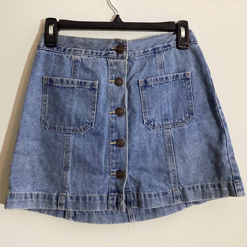 Button Down Denim Skirt